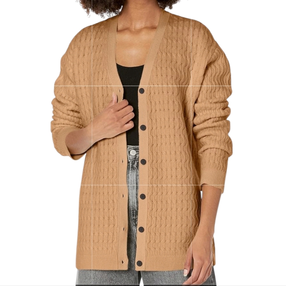 Theory BLACK Cashmere Wool Cable Cardigan M